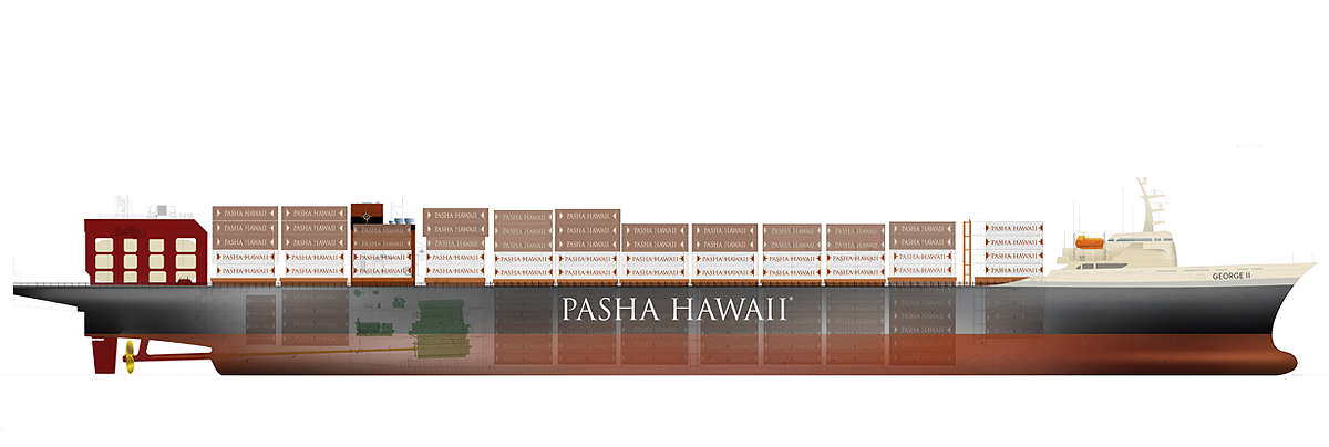 Pasha Hawaii's George II is one of the most technologically advanced and environmentally friendly vessels to serve the Hawaii/Mainland trade lane