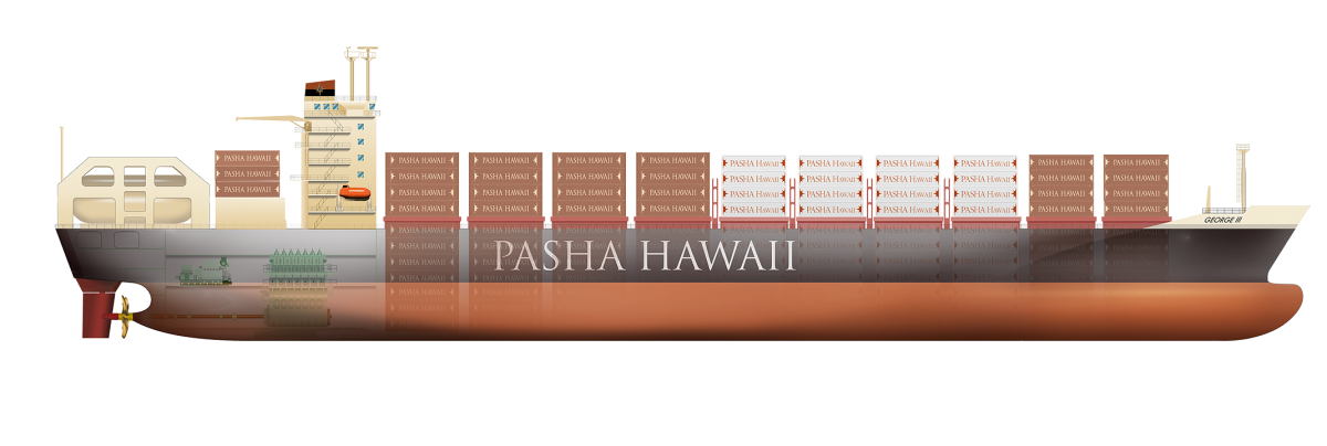 Pasha Hawaii's George III ships thousands of containers per month between the U.S. Mainland and Hawaii