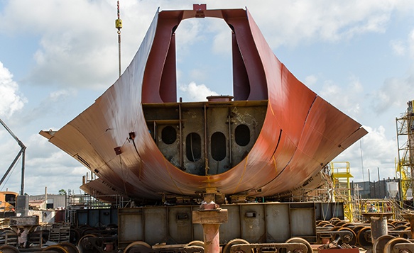 Early construction picture of Pasha Hawaii's newest Shipping Container vessel