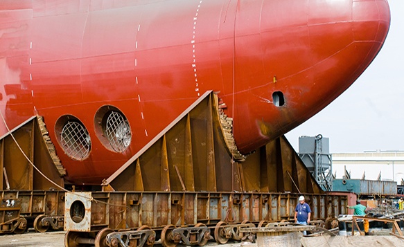 Bottom view of the lower compartments of the Pasha Hawaii MV Marjorie C vessel