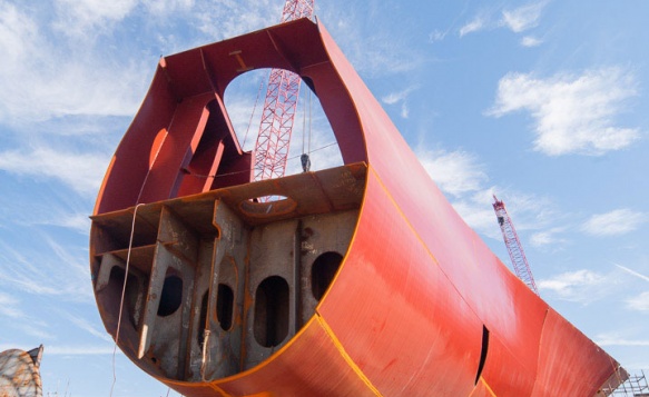 Ground level picture of the lower propeller of the Marjorie C vessel