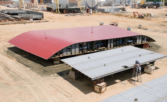 Key panels of the vessel before they become part of the new shipping container vessel